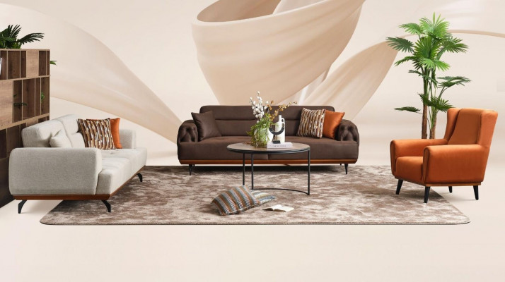 Zestaw kanapowy Sofa tapicerowana wielokolorowa trzyosobowa Sofa Fotel komplet materiałowy 3+3+1