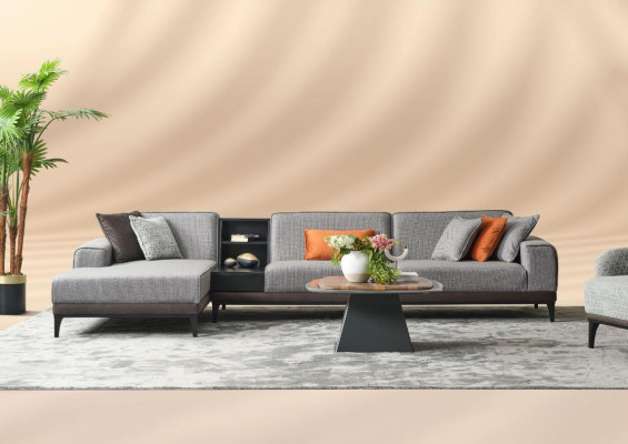 Żywy krajobraz Narożnikowa kanapa Kanapa Duża Sofa w kształcie litery L Szara Nowoczesna sofa tapicerowana