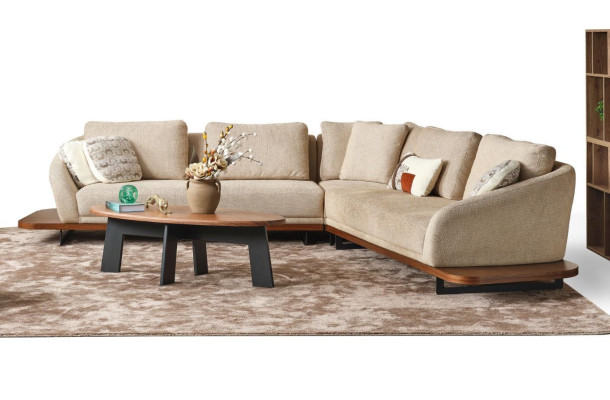Sofa tapicerowana Narożnikowa kanapa Sofa w kształcie litery L Żywy krajobraz Sofas Beige Modern