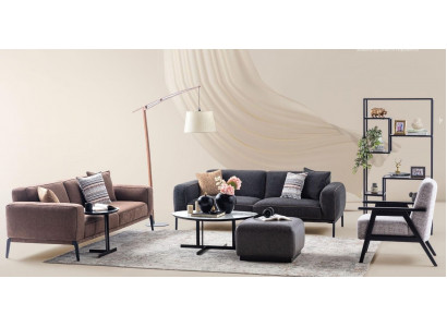 Zestaw wypoczynkowy trzyosobowy Fotel Sofa Materiał Wielobarwny komplet wypoczynkowy z tkaniny 3+3+1