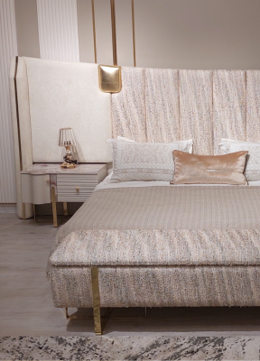 Sypialnia Zestaw 4szt Kompletne Łóżko 2xStoliki Nocne Szafa Luxury Meble