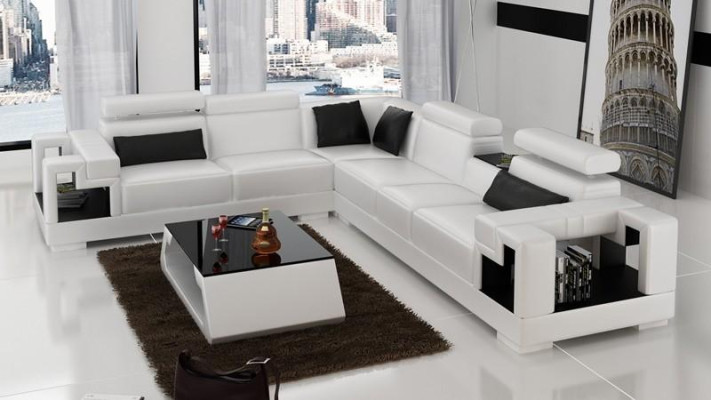 Narożnik kanapa Skóra + stolik kawowy Narożnik Sofa Kanapa Podkładka Ustawić Żywy krajobraz Narożnik