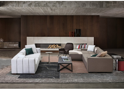Pokój dzienny Ustawić Design Narożnikowa kanapa L-shape + Sofa 4 miejsce do siedzenia Podkładka Kanapy Skóra