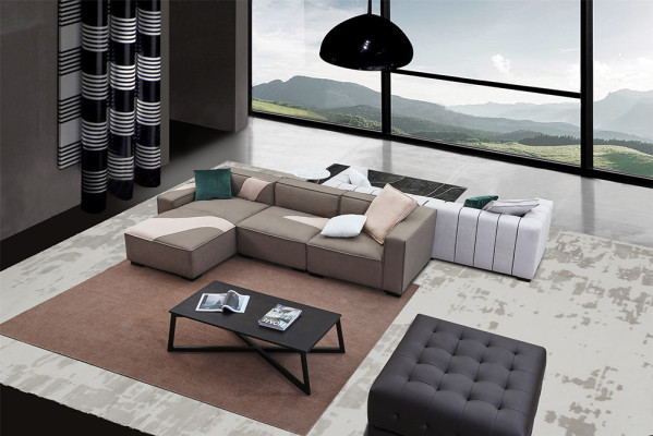 Pokój dzienny Ustawić Design Narożnikowa kanapa L-shape + Sofa 4 miejsce do siedzenia Podkładka Kanapy Skóra