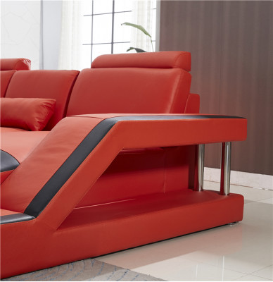 Design Couch Luksusowe kanapy Skóra Sofa Siedziba Narożnik Ustawić Podkładkę Narożnik Couch Red
