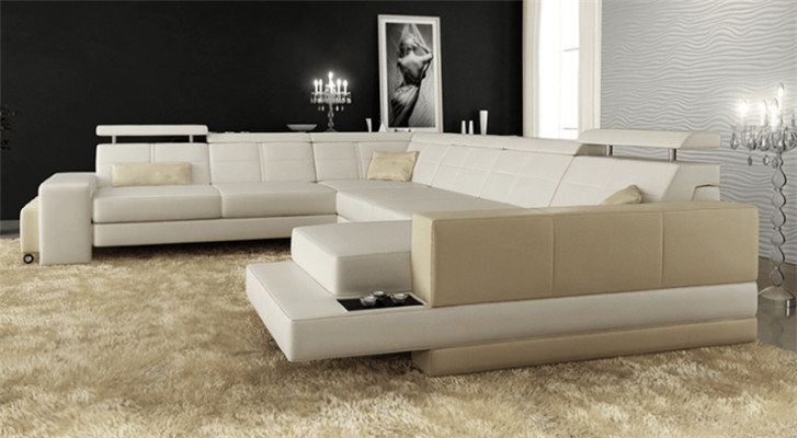Design Couch Luksusowe kanapy Skóra Sofa Siedziba Narożnik Ustawić Podkładkę Narożnik Couch Biały