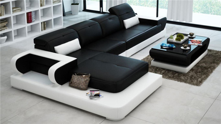 Narożnikowa kanapa Zestaw sofowy Skóra Sofa Narożnik Podkładka Stołek Zestaw Czerwona Designerska Kanapa Nowość