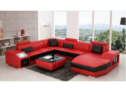 Design Couch Luksusowe kanapy Skóra Sofa Siedziba Narożnik Ustawić Podkładkę Narożnik Couch Czerwony