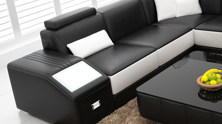 Design Couch Luksusowe kanapy Skóra Sofa Siedziba Narożnik Ustawić Podkładkę Narożnik Couch Czerwony