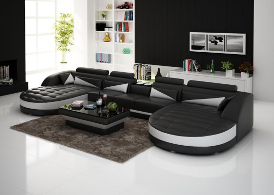 Skórzana sofa Narożnikowa kanapa Sofa Kanapa Podkładka Żywy krajobraz Skóra Sofy Ustawić U kształt
