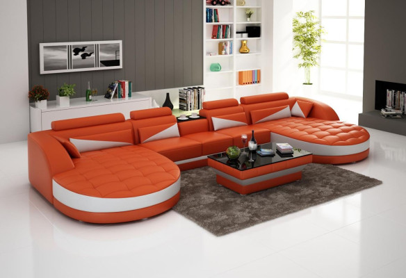 Skórzana sofa Narożnikowa kanapa Sofa Kanapa Podkładka Żywy krajobraz Skóra Sofy Ustawić U kształt