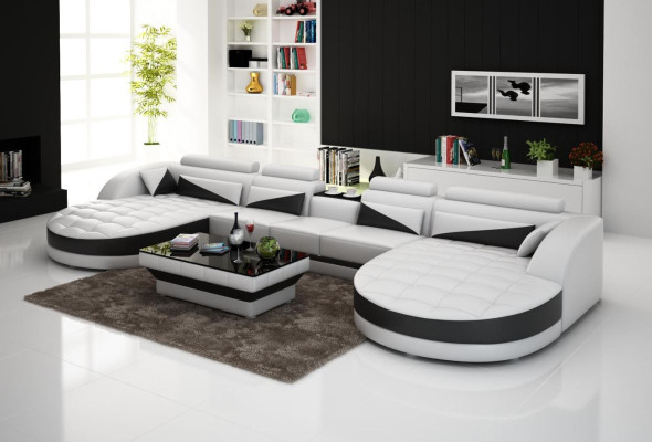Skórzana sofa Narożnikowa kanapa Sofa Kanapa Podkładka Żywy krajobraz Skóra Sofy Ustawić U kształt