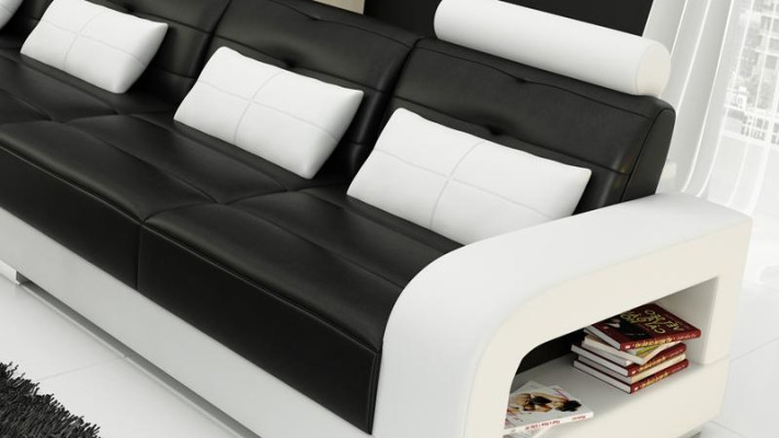 Narożnik kanapa Skóra + stolik kawowy Narożnik Sofa Kanapa Podkładka Ustawić Żywy krajobraz Narożnik