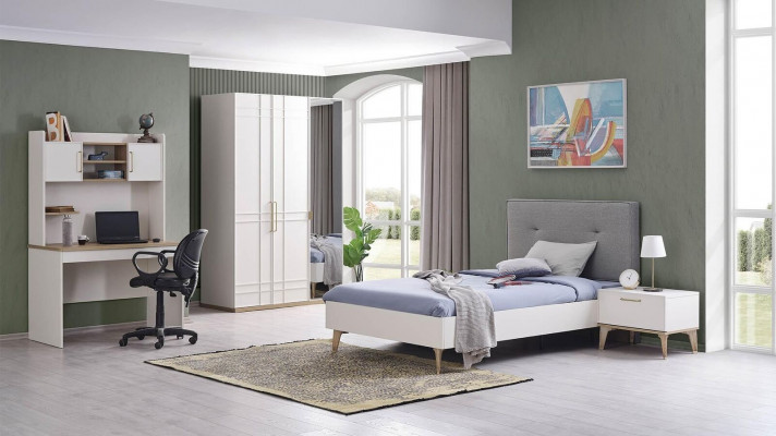 Biurko Biurko komputerowe żłobek półki Tabela Drewno Biały Modern
