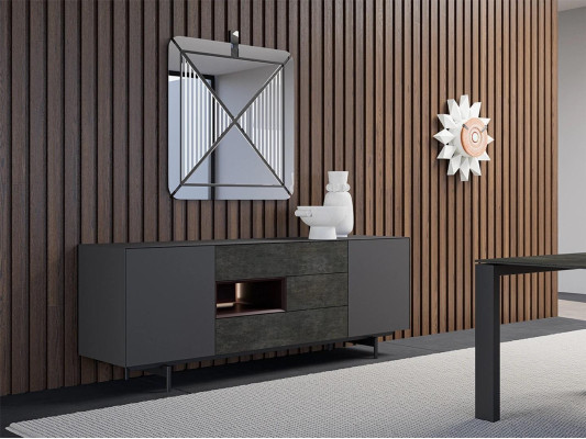 Designerski Pokój Stół obiadowy Zestaw Krzesła Metal Textill Dining Group Szafa