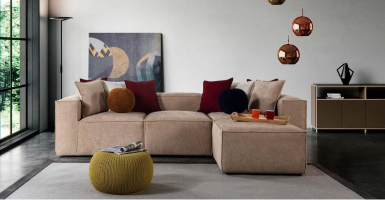 Beżowy Salon Luksusowa Narożnikowa kanapa Sofa w Kształcie L Podkładka Nowoczesne Kanapy Nowość