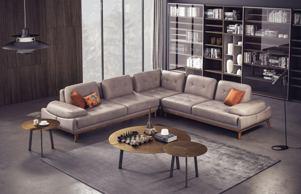 Beżowa Sofa do Salonu w Kształcie L Designerska Luksusowa Narożnikowa kanapa Nowoczesna Kanapa Nowość