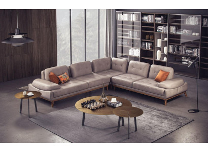 Beżowa Sofa do Salonu w Kształcie L Designerska Luksusowa Narożnikowa kanapa Nowoczesna Kanapa Nowość