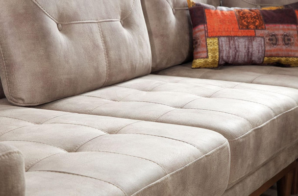 Beżowa Sofa do Salonu w Kształcie L Designerska Luksusowa Narożnikowa kanapa Nowoczesna Kanapa Nowość