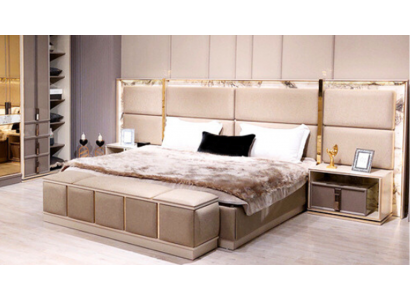 Nowoczesne Ustawienie Sypialnia Łóżko 2xStoliki Nocne Design Meble Nowe