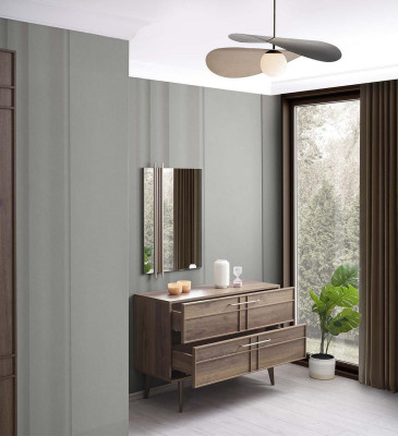 Kredens z Lustro Sypialnia konsola Drewno Brown Zestaw 2-częściowy Modern