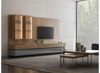Luksusowy Kompletny Jednostka Ścienna Brown Meble Designerski Zestaw Mebli stojak TV Modern