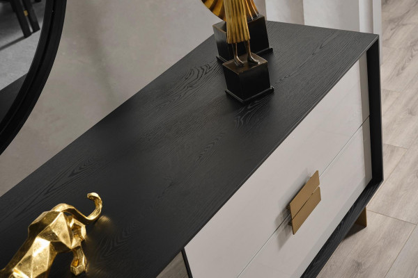 Czarny komplet do salonu designerski kredens luksusowy Lustro 2-częściowy zestaw nowy