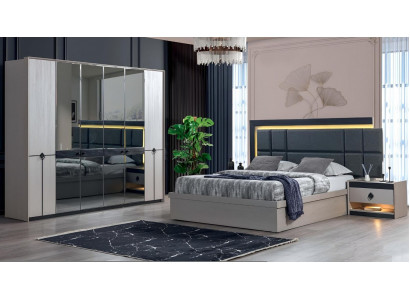 Design Sypialnia Modern Luxury Kompletne Łóżko Szafa Nowe 2x Szafki nocne