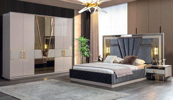 Nowoczesny zestaw Sypialnia Design Meble Nowe Meble Łóżko z 2x Szafki nocne