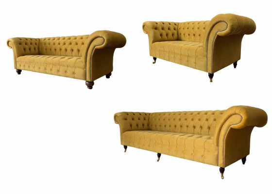 Zestaw sofowy Couch Yellow Chesterfield Zestaw podkładek do siedzenia Kompletny