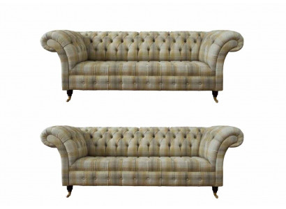 Projektant Chesterfield Zestaw sofowy Sofa Kanapa Podkładka Zestaw w 3+3 miejscu do siedzenia