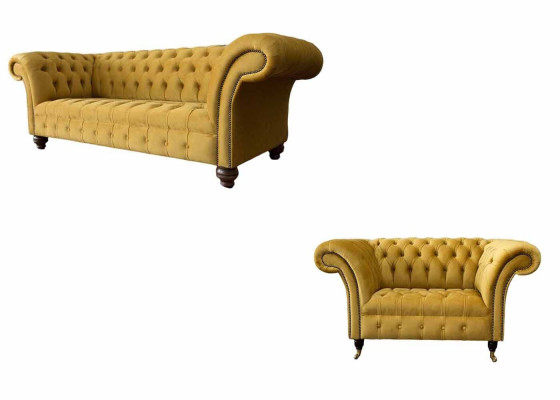 Chesterfield Zestaw sofowy 2+1 miejsce do siedzenia Design Podkładka Modern Ustawić