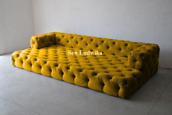 Design Chesterfield Zestaw sofowy Big xxl Sofa 5-miejsce siedzące Couch Podkładka Sofy