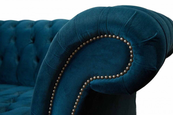 Design Luksusowa Sofa Chesterfield 4-miejsce siedzące Couch Podkładka Sofy Meble Niebieskie