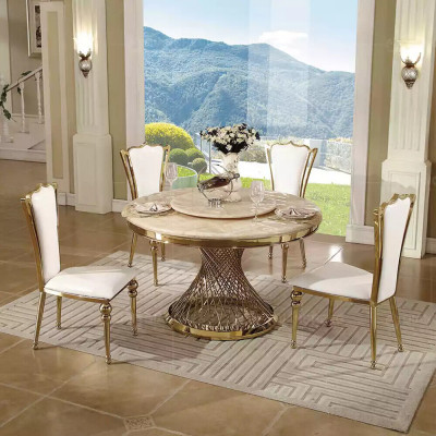 Okrągły Tabela Złota Baza Chrom Okrągły Stoły Stoły Do Jadalni Luksusowe 130cm