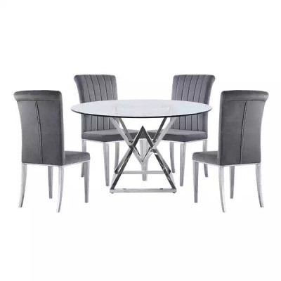 Szklany stolik stoły kolumnowe Srebrne stoły szklane Stoły stołowe Tabela Luxus Meble 180x90