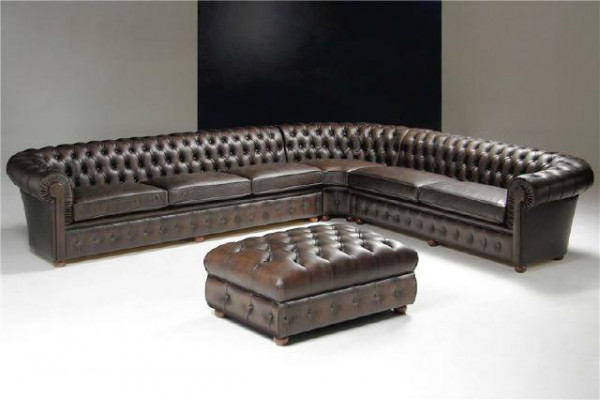 Klasyczna kanapa narożna kanapa narożna kanapa podkładka skóra siedziba Chesterfield