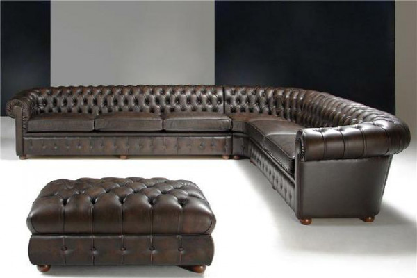 Klasyczna kanapa narożna kanapa narożna kanapa podkładka skóra siedziba Chesterfield