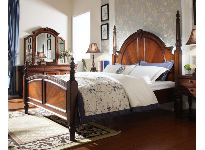 Sypialnia Łóżko Classic New stylowe w Modern brown Drewno Luxury