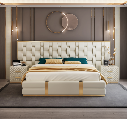 Łóżko Podkładka Design Luksusowe łóżko podwójne Sleep Pokój Hotel Łóżko New