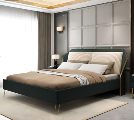 Luksusowe Włókiennicze Łóżko Double Design Sypialnia łóżka Metal Green Nowość