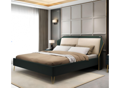 Luksusowe Włókiennicze Łóżko Double Design Sypialnia łóżka Metal Green Nowość