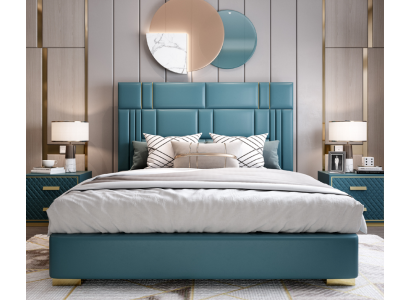 Designerskie łóżko Sypialnia sztuczna skóra Hotel Luxury Podkładka Meble Designer