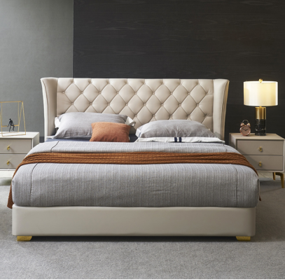 Chesterfield Design Łóżko Sypialnia sztuczna skóra Podkładka 180x200 Nowość