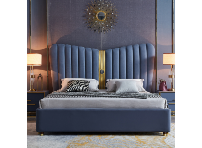 Łóżko Podkładka Design Luksusowe Drewno Podwójne Łóżka Sypialnia Hotel Meble Nowe