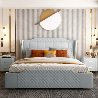 Łóżko Podkładka Design Luxury Double Hotel łóżko Sypialnia sztuczna skóra