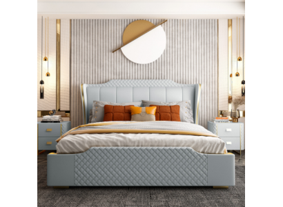 Łóżko Podkładka Design Luxury Double Hotel łóżko Sypialnia sztuczna skóra