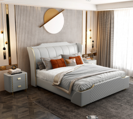 Łóżko Podkładka Design Luxury Double Hotel łóżko Sypialnia sztuczna skóra