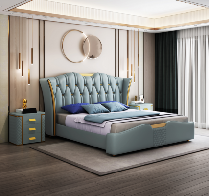 Łóżko łóżko Double Hotel Luxury Stal nierdzewna Modern Designer Sypialnia