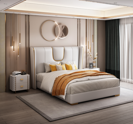 Podwójne łóżko hotelowe Sypialnia Łóżko Podkładka Design Luxury Meble Metal
